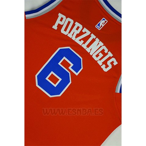 Camiseta New York Knicks Kristaps Porzingis #6 Naranja